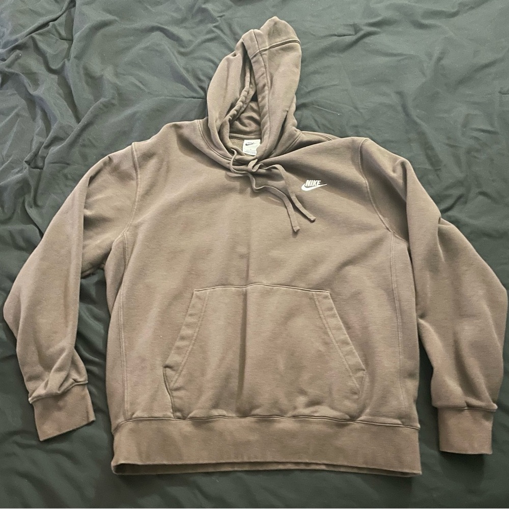Nike Brown Cotton Hoodie Sweatshirt Sz L